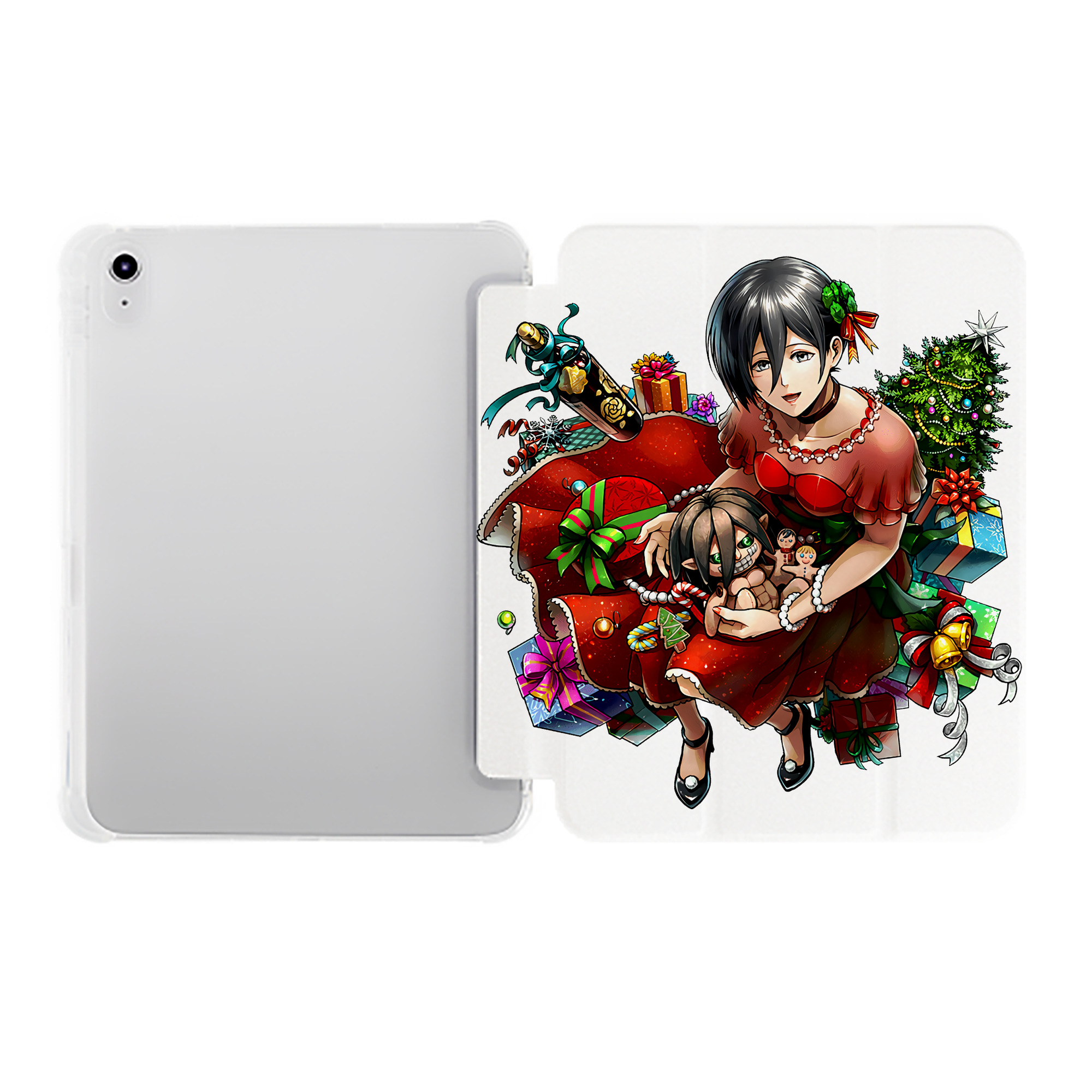 （画像用） 進撃の巨人 ミカサ·アッカーマン Attack on Titan Mikasa Ackerman IPad ケース ペン収納付き 三つ折りスタンド PUレザー×シリコン 対応機種9.5/10.5/10.9インチ